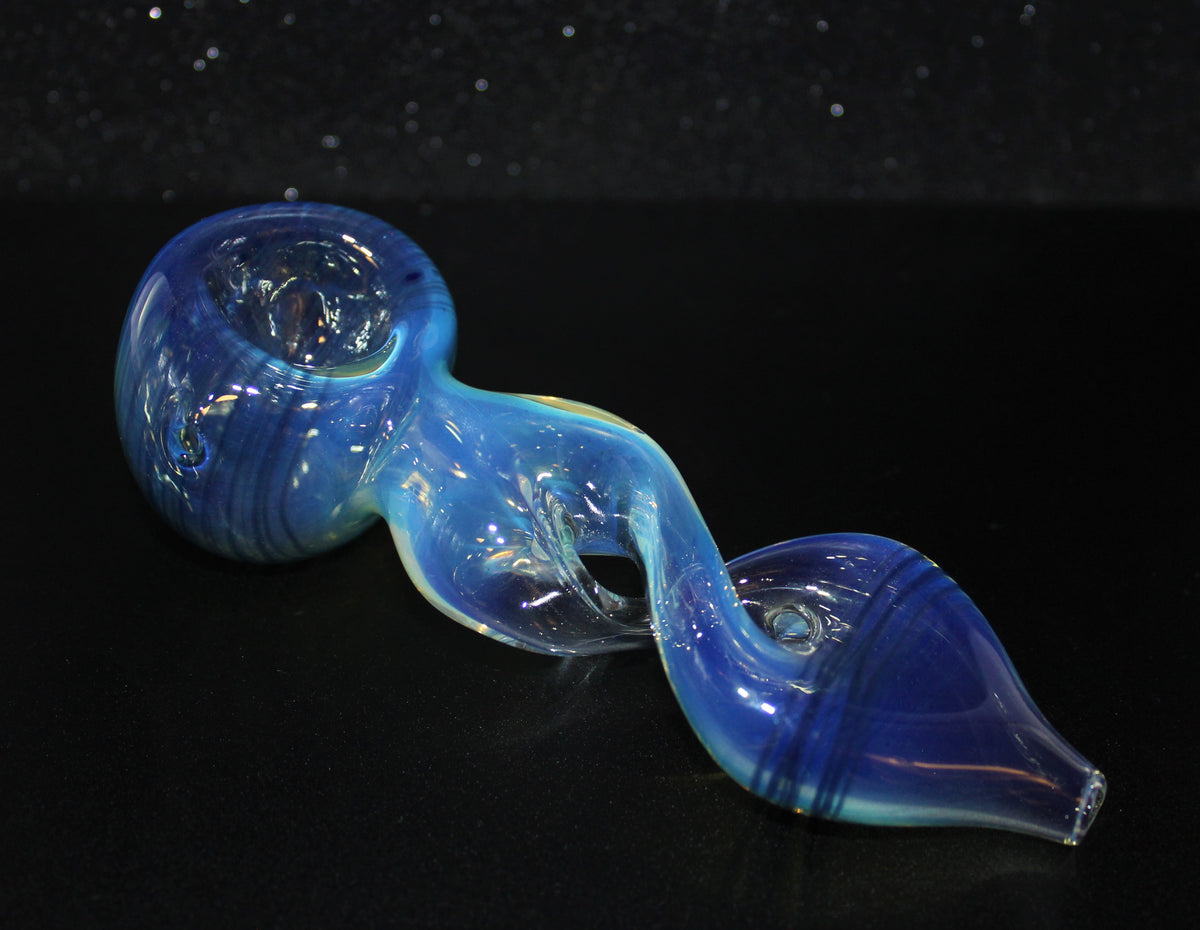 INFINITY BLUE LEOPARD Tobacco Smoking Glass Pipe THICK TWIST glass pip –  The Hippie Momma Shop