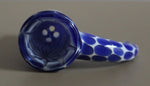 18mm SPOTTED BLUE HORN Glass Tobacco Glass Slide Bowl w/ built-in screen 18 mm