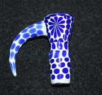 18mm SPOTTED BLUE HORN Glass Tobacco Glass Slide Bowl w/ built-in screen 18 mm