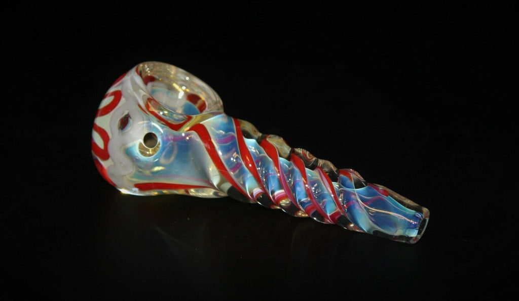 FUMED CANDY CANE 3 1/2" Twisted Stem Color Changing Glass