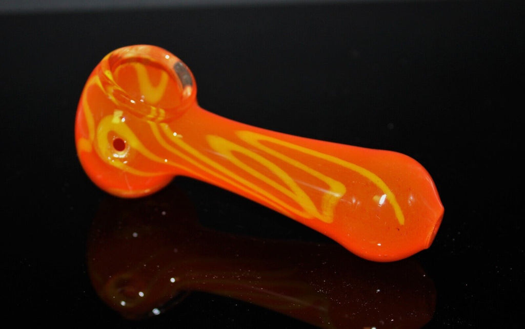TANGERINE TIGER 4" Thick Glass Pipe