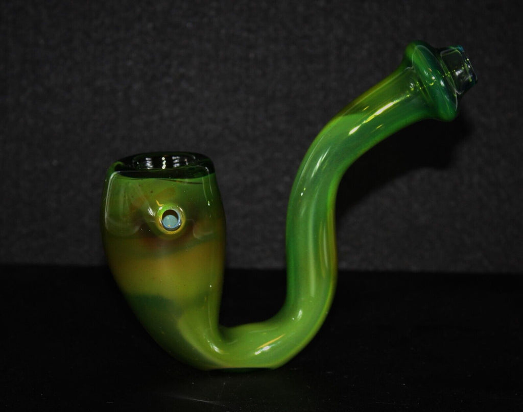 MOSSY GREEN 5" Modern Sherlock Thick Glass Pipe
