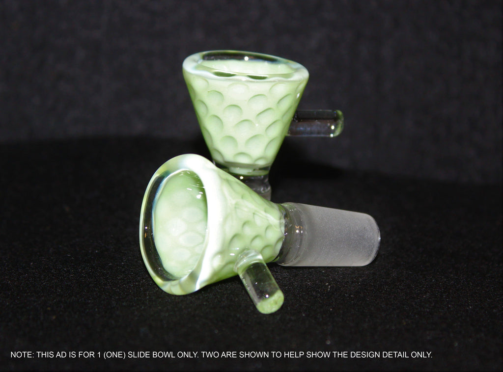 14mm SUPER 3D Mellow Green SLIDE Glass Slide Bowl Water Pipe 14 mm male