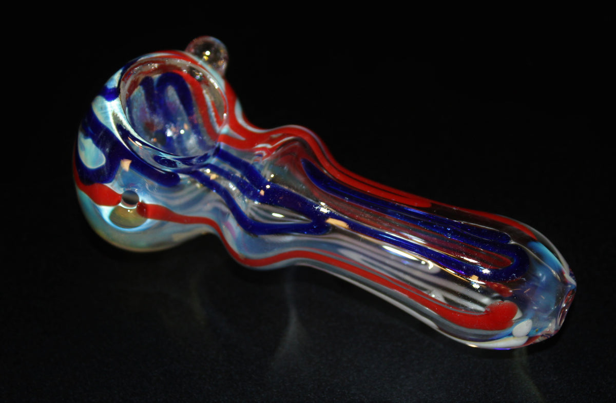 Natural blue red mini glass smoking pipe free shipping