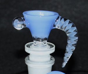 14mm BLUE WAVE Slide Bowl w/ HONEYCOMB SCREEN Glass Slide Bowl 14 mm male