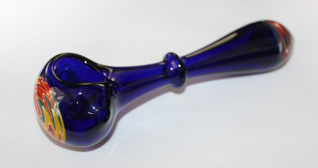 6+" BLUE BOWTIE GLASS Tobacco Smoking Glass Pipe THICK GLASS pipes