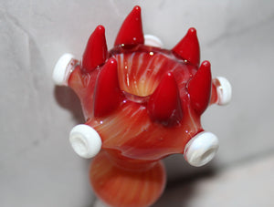 14mm BLOOD ORANGE SABER TOOTH GLASS SLIDE Tobacco Glass Slide Bowl 14 mm male