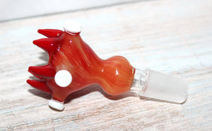 14mm BLOOD ORANGE SABER TOOTH GLASS SLIDE Tobacco Glass Slide Bowl 14 mm male