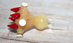 14mm GOLDEN SABER TOOTH GLASS SLIDE Tobacco Glass Slide Bowl 14 mm male