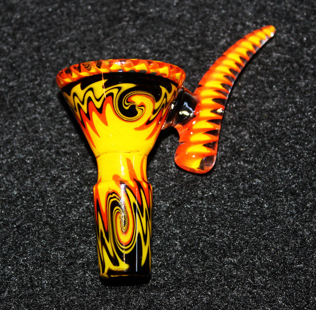 14mm FLAMING VORTEX Glass Slide Bowl w/ built-in screen Tobacco Glass Slide Bowl