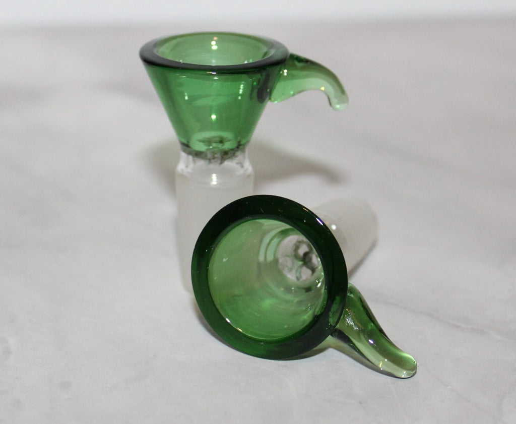 14mm - ECONOMY GREEN HORNED Glass Tobacco smoking glass slide bowl 14 mm