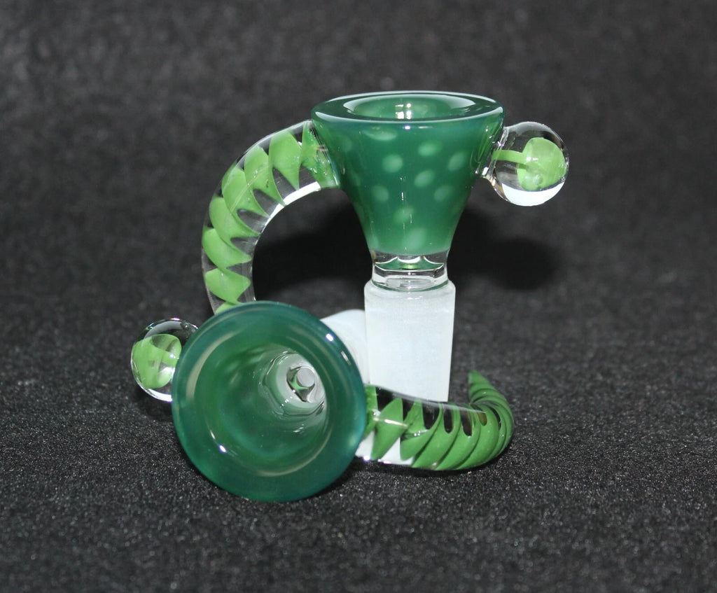 14mm EMERALD GREEN Glass SLIDE Bowl Tobacco Glass Slide Bowl 14 mm
