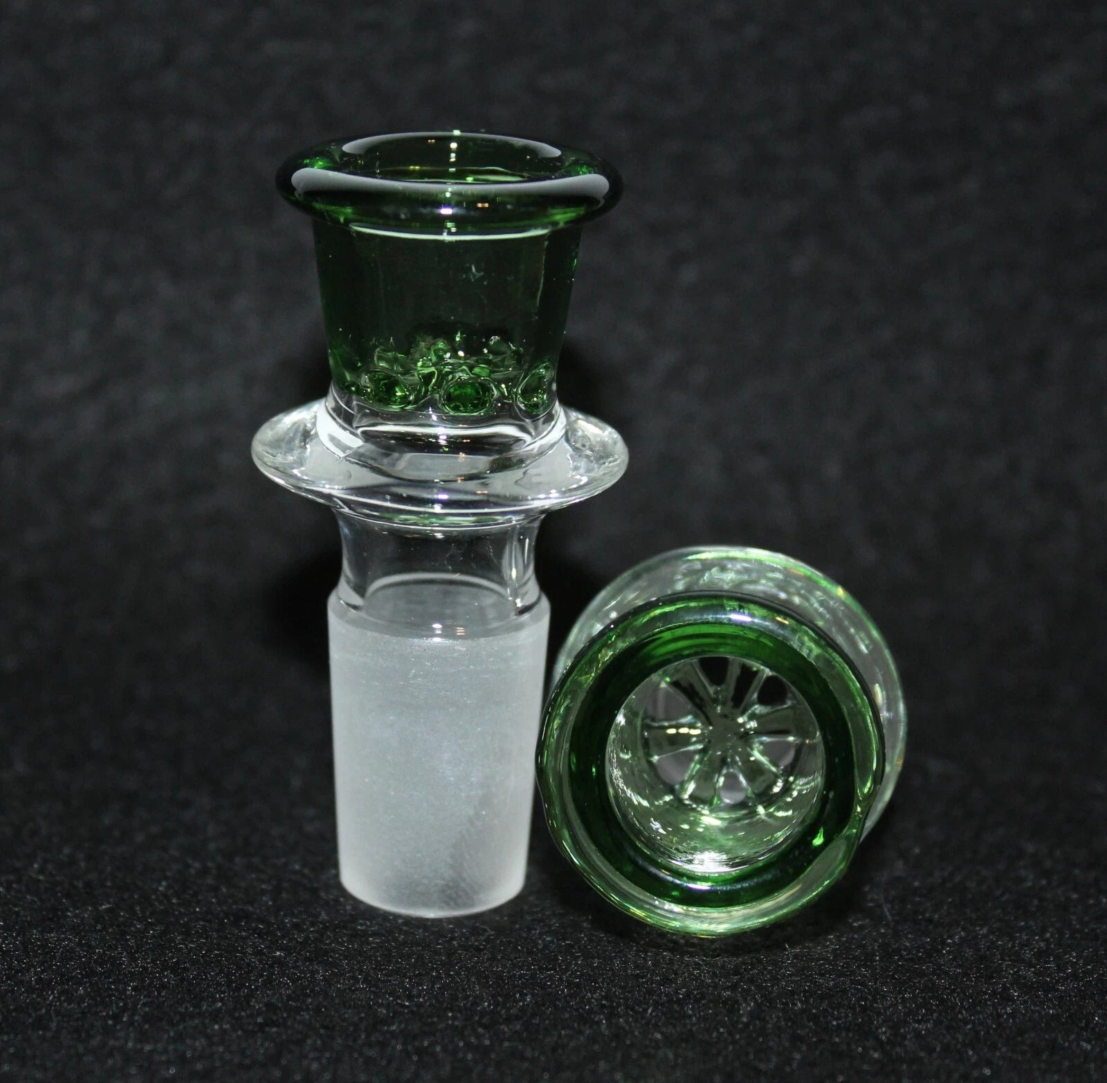 18mm GREEN SHOTS GLASS Slide Bowl SNOWFLAKE SCREEN slide bowl 18 mm male