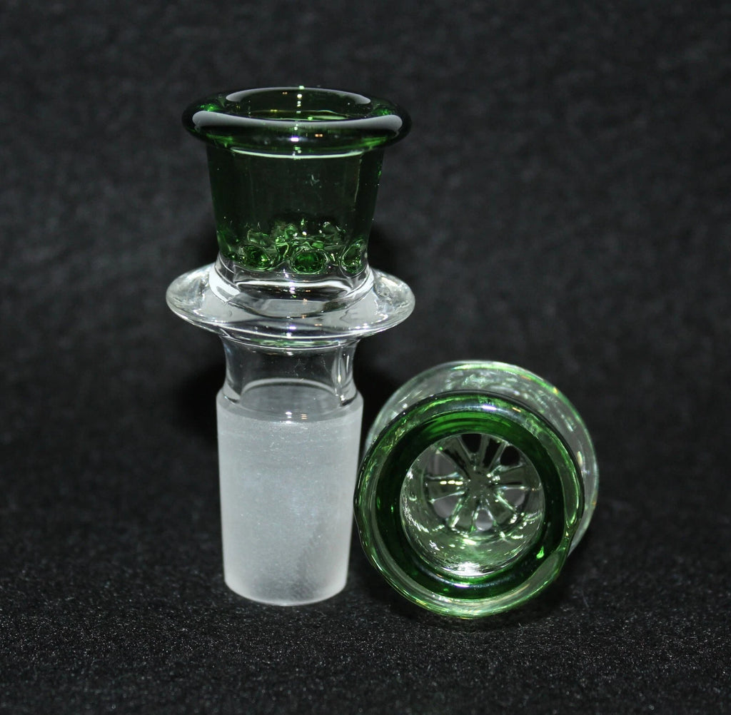 18mm GREEN SHOTS GLASS Slide Bowl SNOWFLAKE SCREEN slide bowl 18 mm male