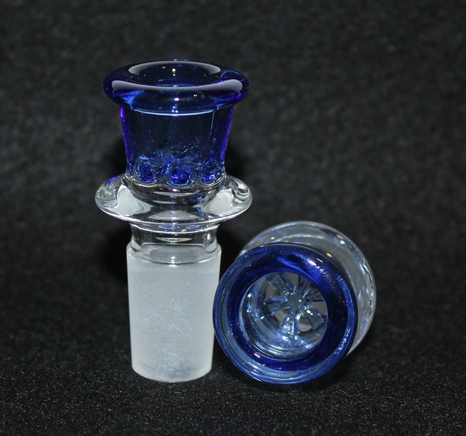 18mm BLUE SHOTS GLASS Slide Bowl SNOWFLAKE SCREEN slide bowl 18 mm male