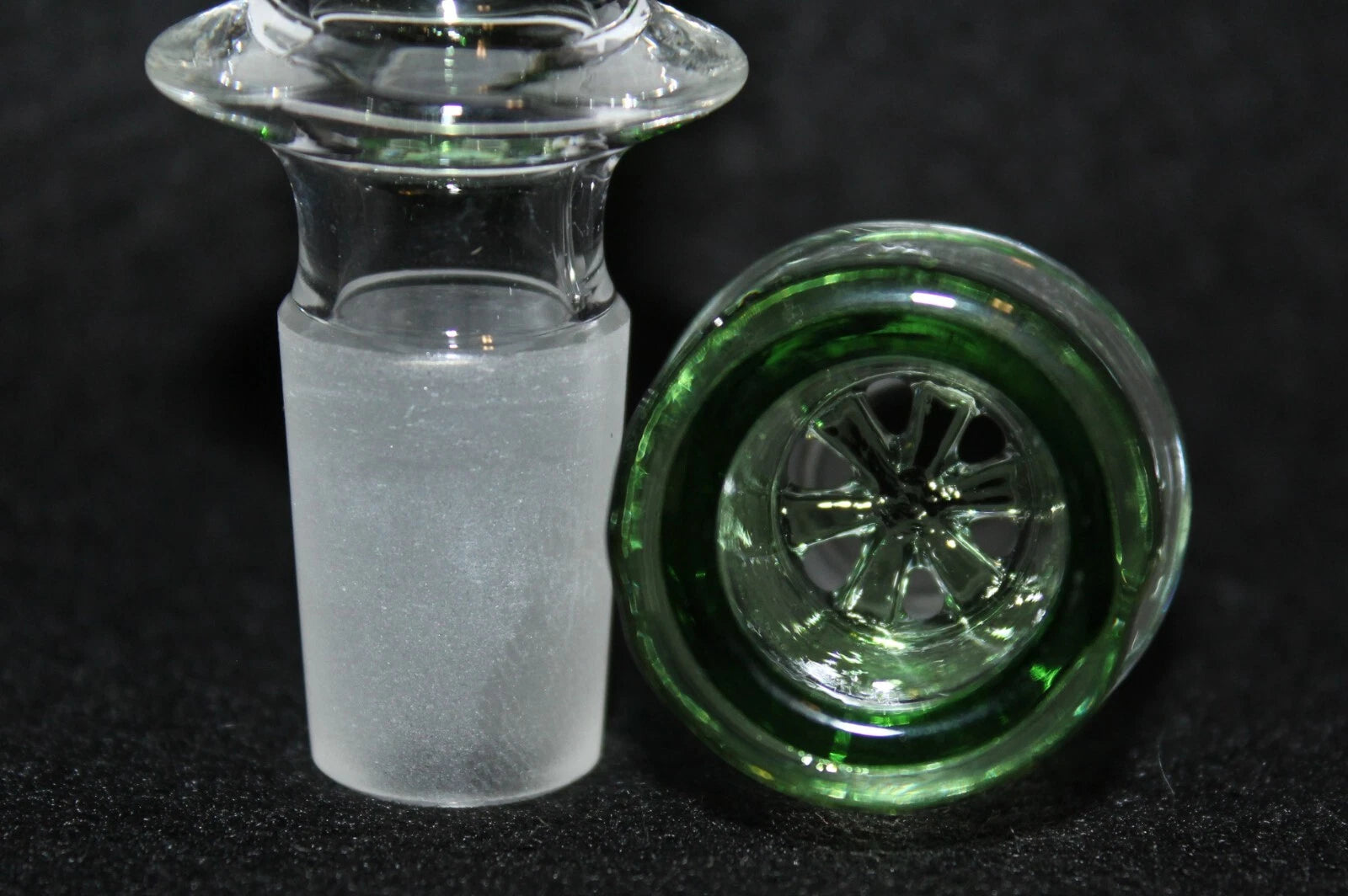18mm GREEN SHOTS GLASS Slide Bowl SNOWFLAKE SCREEN slide bowl 18 mm male