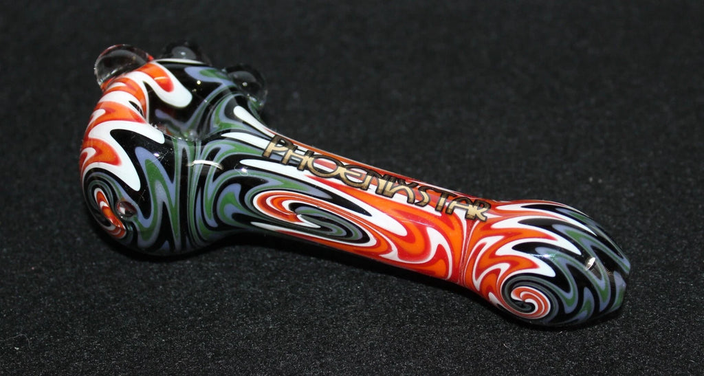 5" CRIMSON TANGO Glass Tobacco Smoking Glass Pipe w/ built-in screen