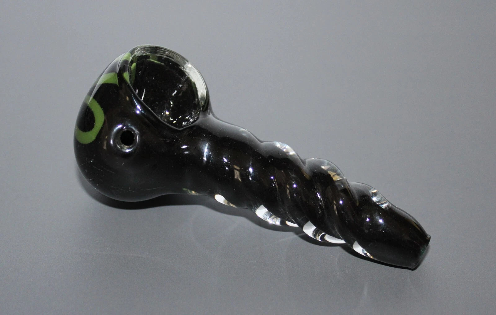 3" OBSIDIAN SPIRAL Unicorn Stem Tobacco Smoking Glass Pipe