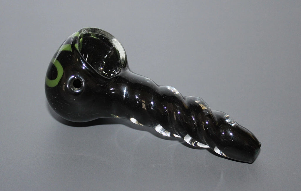 3" OBSIDIAN SPIRAL Unicorn Stem Tobacco Smoking Glass Pipe