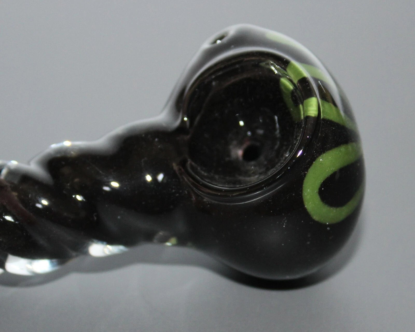 3" OBSIDIAN SPIRAL Unicorn Stem Tobacco Smoking Glass Pipe