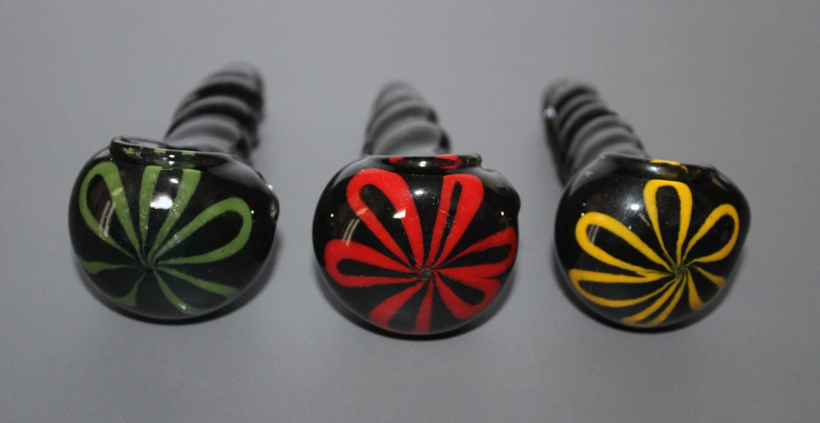 3" OBSIDIAN SPIRAL Unicorn Stem Tobacco Smoking Glass Pipe