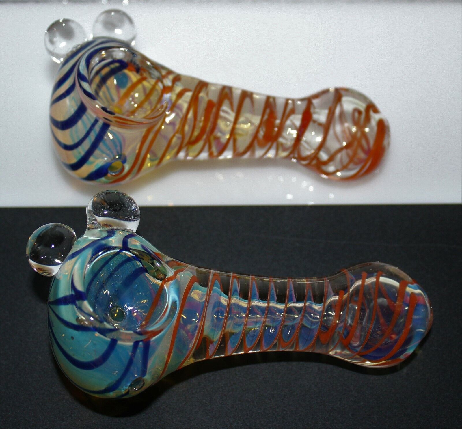 TWISTED RINGS 3 1/2" Fumed Thick Glass Pipe