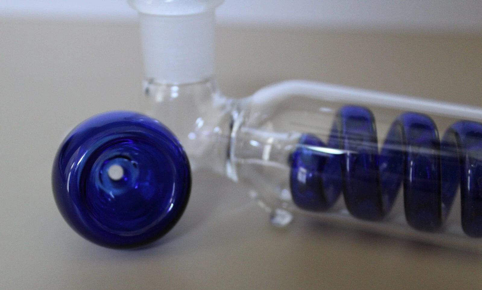 5" BLUE Glass COIL TUBE Tobacco Smoking Pipe 14mm Slide bowl pipes