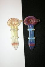 4 1/2" Red Shot Glass Silver Fumed Pipe