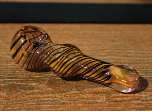 GOLDEN 24K Glass Pipe Gold Fumed 4 1/2"