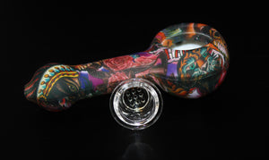 4" TATTOO SILICONE and GLASS Pipe
