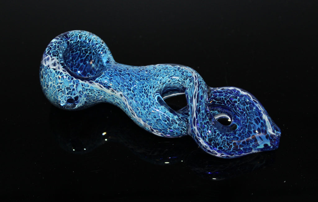 INFINITY BLUE LEOPARD Tobacco Smoking Glass Pipe THICK TWIST glass pipes