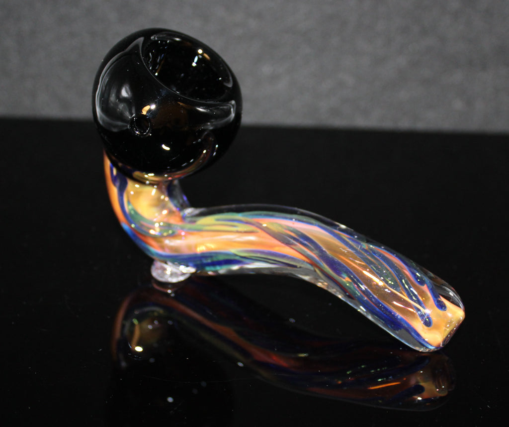 4 1/2" BLACK 'N GOLD Tobacco Smoking Glass Pipe