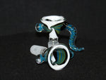 14mm BLUE TAIL Slide Bowl w/ Ball and Horn THICK GLASS Slide Bowl