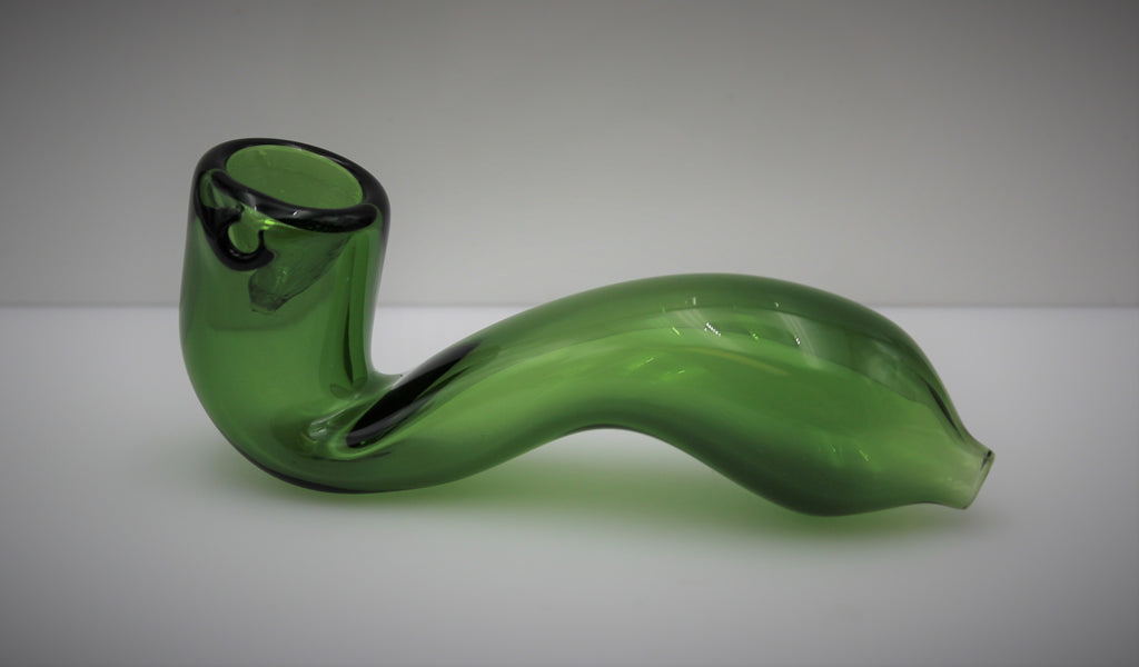 SWOOPY SHERLOCK - GREEN Tobacco Smoking Glass Pipe GREEN GLASS pipes