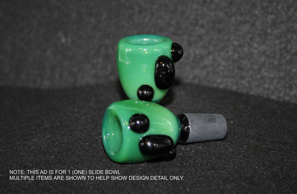 14mm LUCKY GREEN Slide Bowl w/ Black Grips DEEP BOWL slide bowl 14 mm male