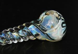 FUMED FLYER Twisted Stem Color Changing Tobacco Smoking Glass Pipe