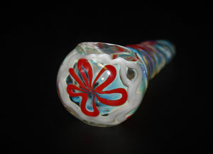 RED BARRON Twisted Stem Color Changing Tobacco Smoking Glass Pipe