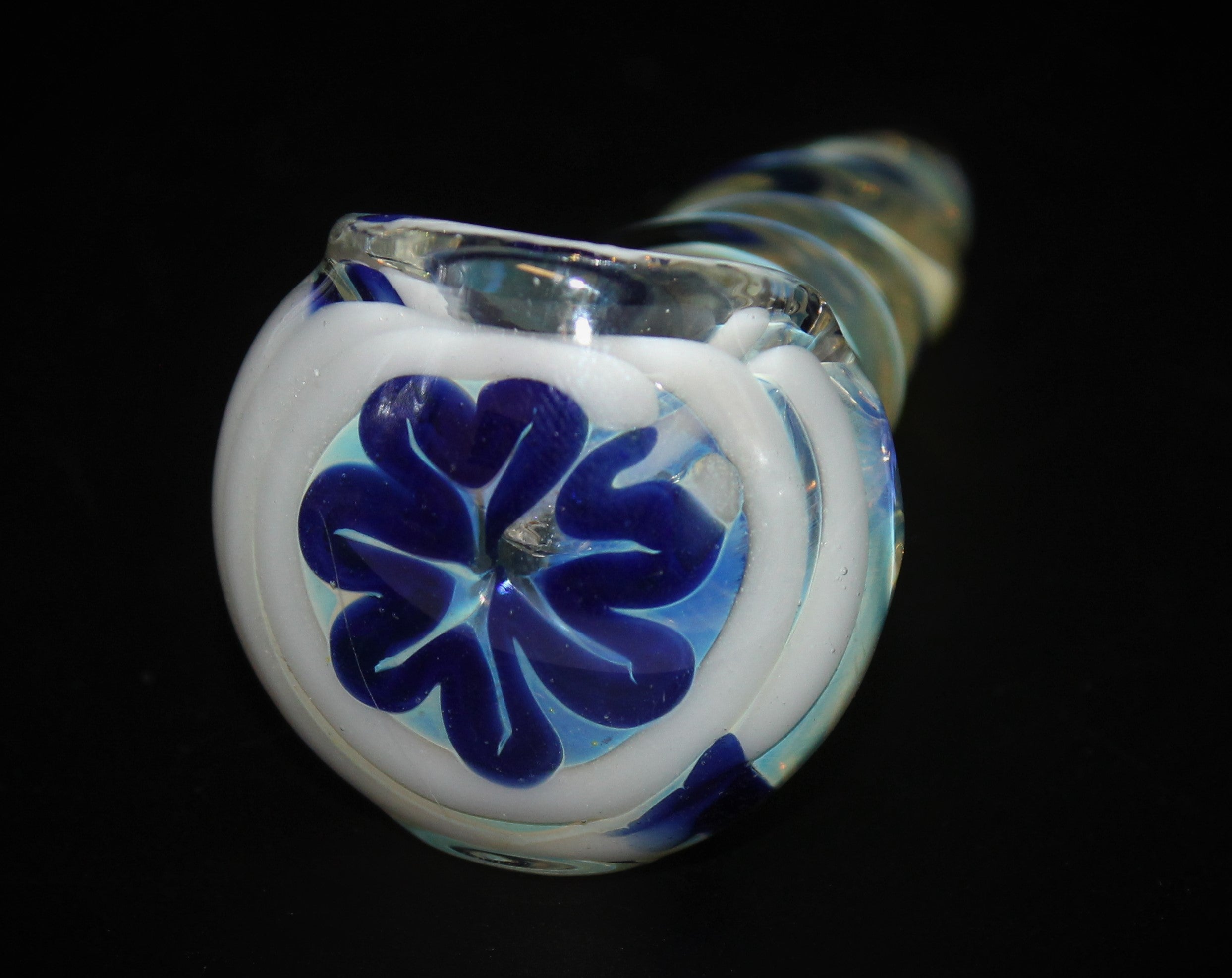 TEAM BLUE Twisted Stem Color Changing Tobacco Smoking Glass Pipe