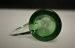 14mm HORNED GREEN & CLEAR HONEYCOMB SCREEN CONE SLIDE glass slide bowl 14 mm