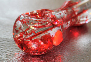 FROSTY RED FREEZABLE Tobacco Smoking Glass Pipe FREEZE GLASS pipes