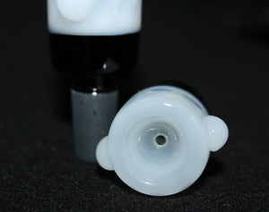 14mm WHITE BEADS GLASS Slide Bowl THICK Tobacco Slide Glass Slide 14 mm male