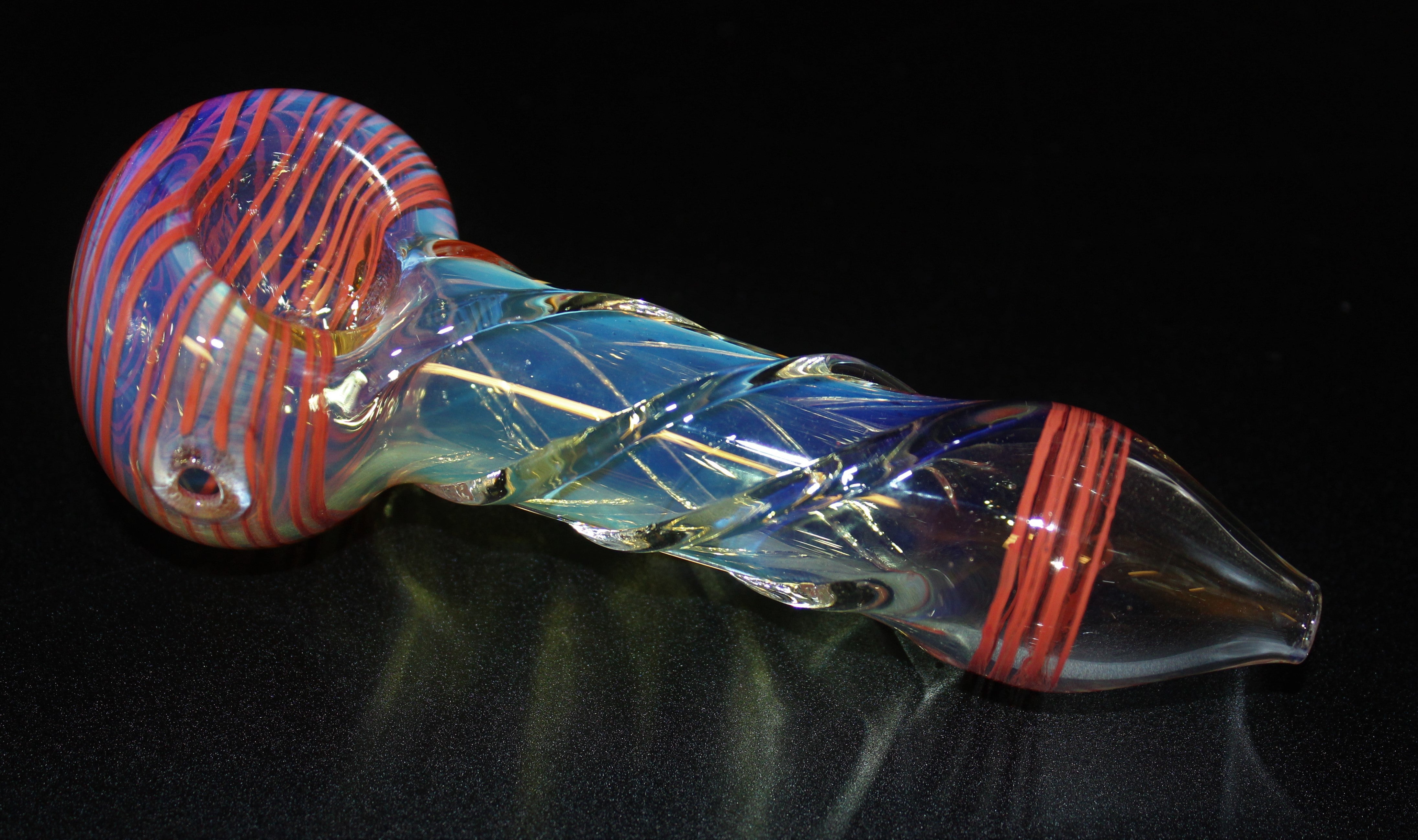 4.5" TWISTED RED CANDLE Chameleon Glass Pipe