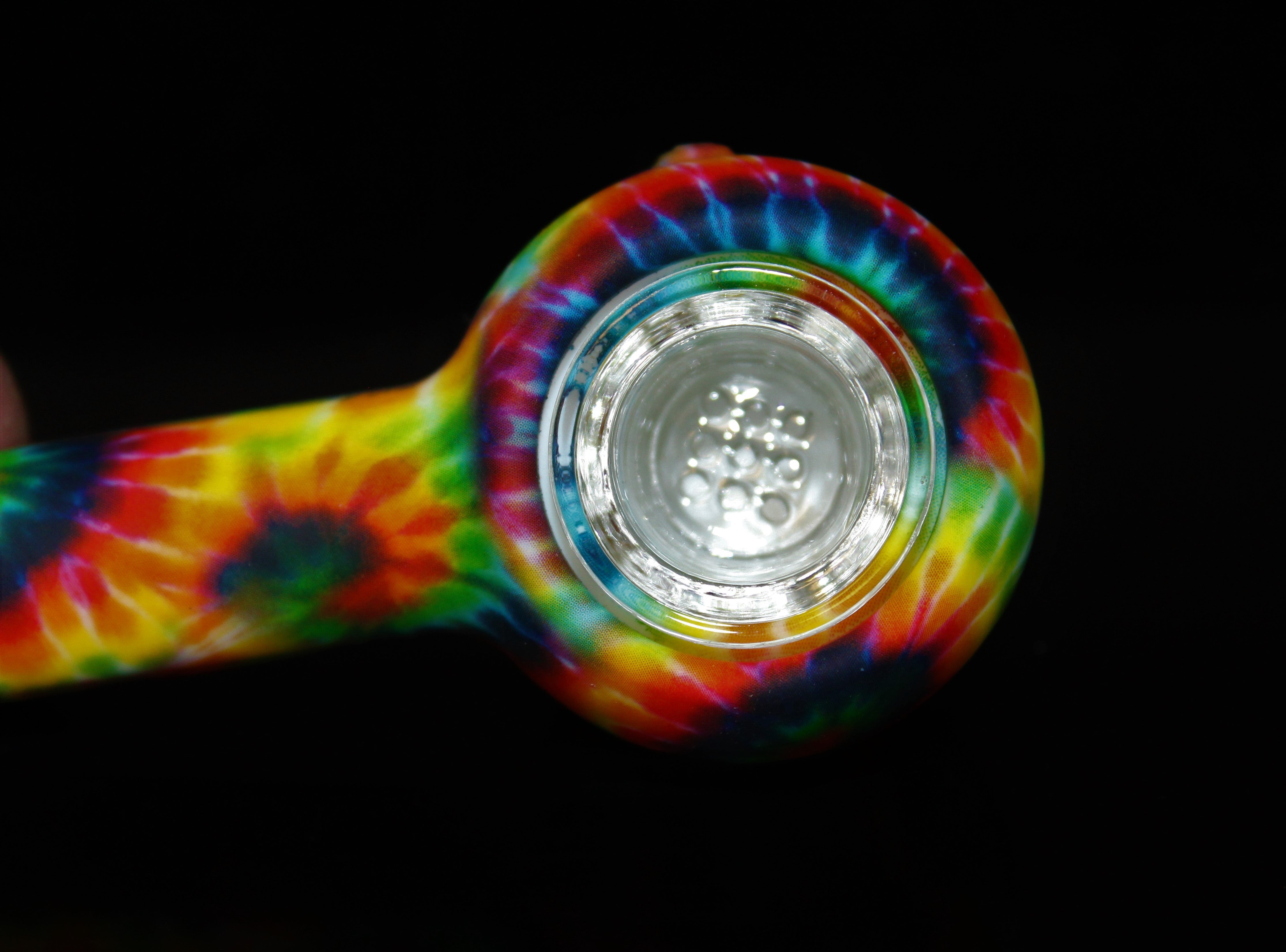 4" TIE DYE SILICONE and GLASS Pipe w/ EXTRA BOWL