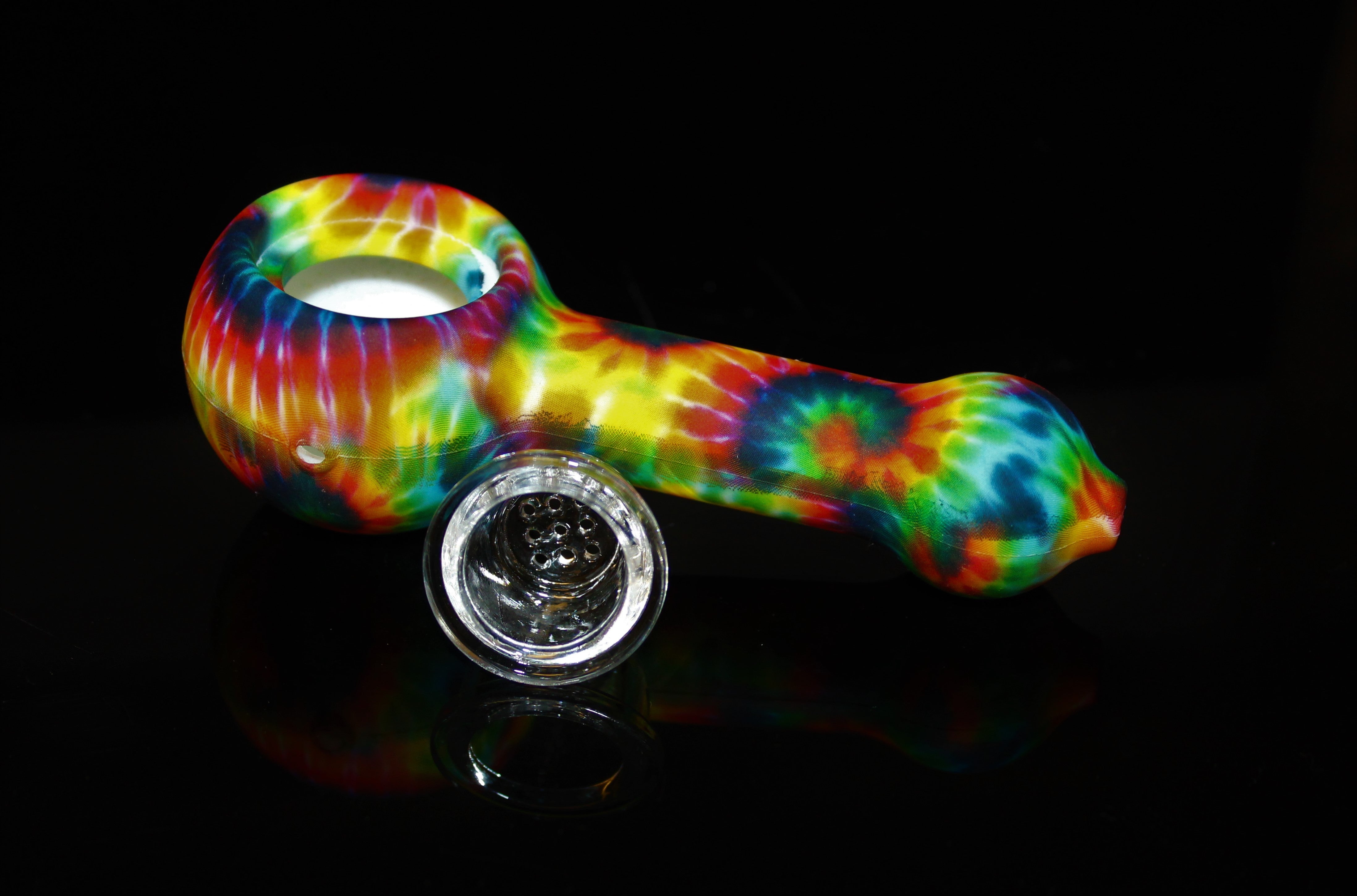 4" TIE DYE SILICONE and GLASS Pipe w/ EXTRA BOWL
