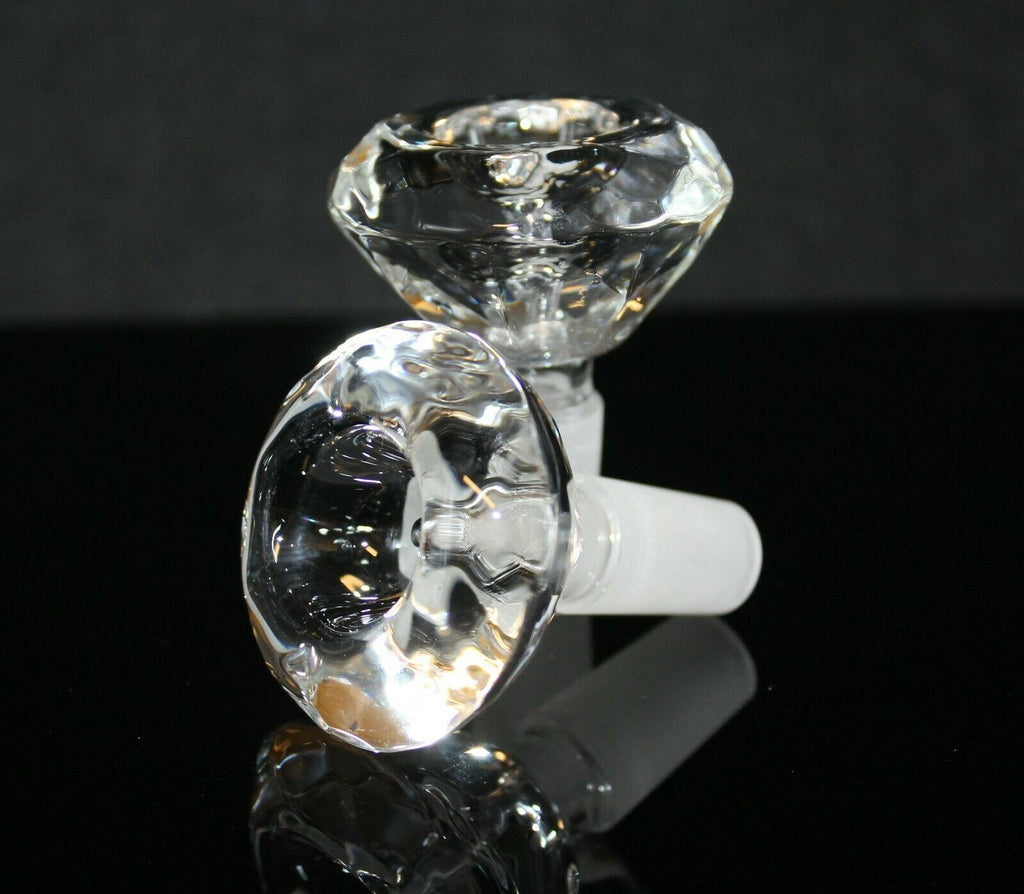 WIDE DIAMOND Bowl 14mm CLEAR Slide Bowl Glass