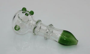 GREEN GRIPPED DOUBLE RING 4 1/2" Tobacco Smoking Glass Pipe bowl GLASS Pipes