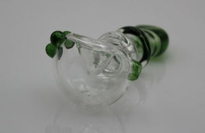 GREEN GRIPPED DOUBLE RING 4 1/2" Tobacco Smoking Glass Pipe bowl GLASS Pipes